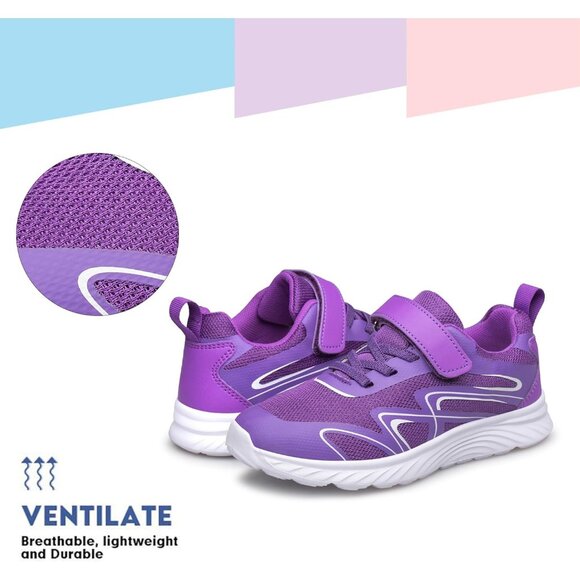 Kids Purple Athletic Running   School Shoes Sneakers for Little Kid/Big Kid - Picture 5 of 6